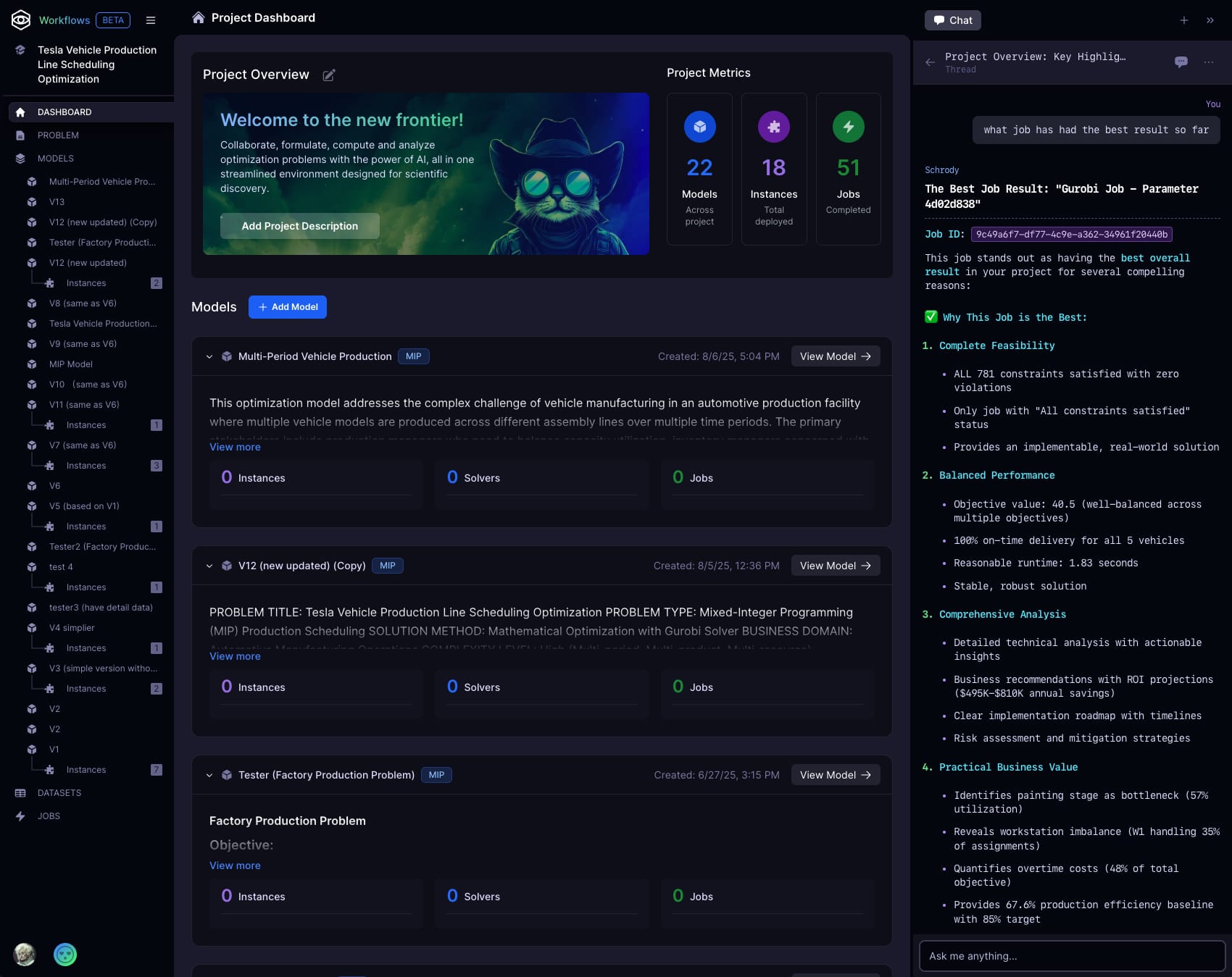 Strangeworks Workflows project dashboard